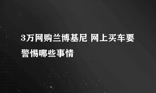 3万网购兰博基尼 网上买车要警惕哪些事情