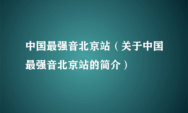 中国最强音北京站（关于中国最强音北京站的简介）