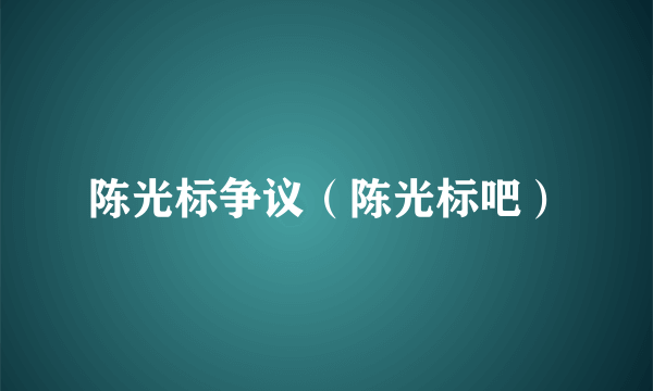 陈光标争议（陈光标吧）