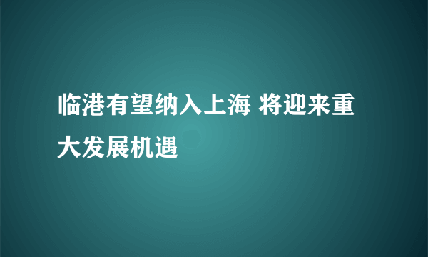 临港有望纳入上海 将迎来重大发展机遇