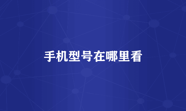 手机型号在哪里看