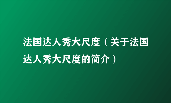 法国达人秀大尺度（关于法国达人秀大尺度的简介）
