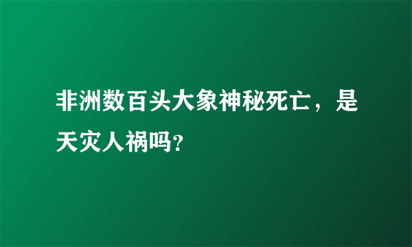 非洲数百头大象神秘死亡，是天灾人祸吗？