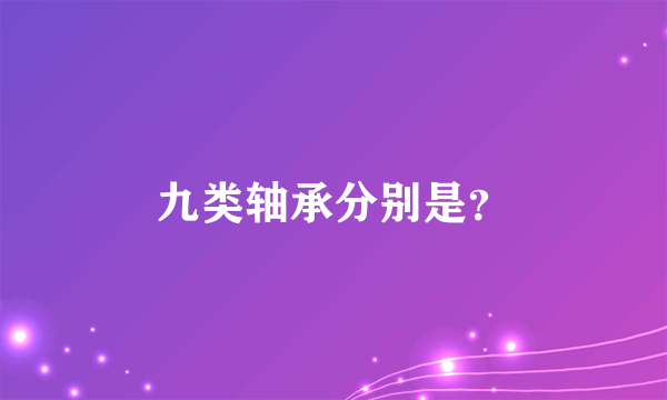 九类轴承分别是？