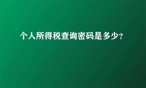 个人所得税查询密码是多少？