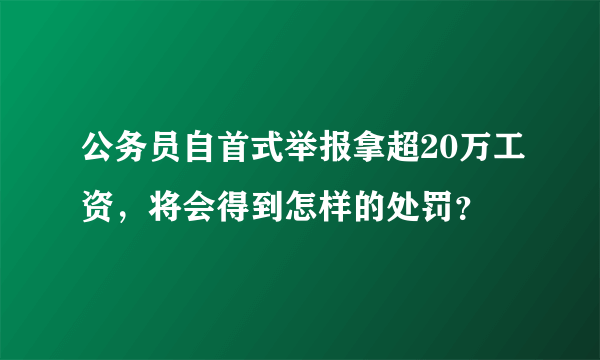 公务员自首式举报拿超20万工资，将会得到怎样的处罚？