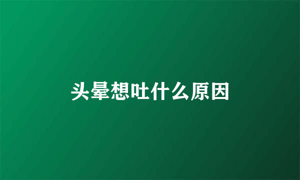 头晕想吐什么原因