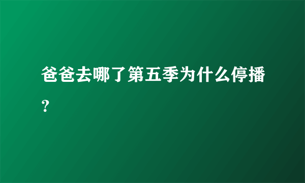爸爸去哪了第五季为什么停播？
