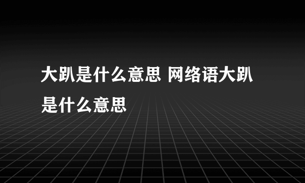 大趴是什么意思 网络语大趴是什么意思
