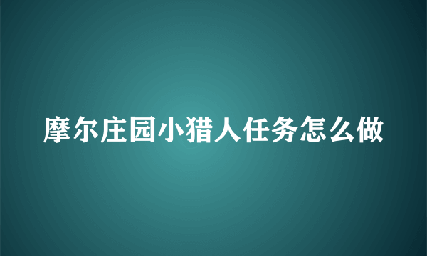 摩尔庄园小猎人任务怎么做