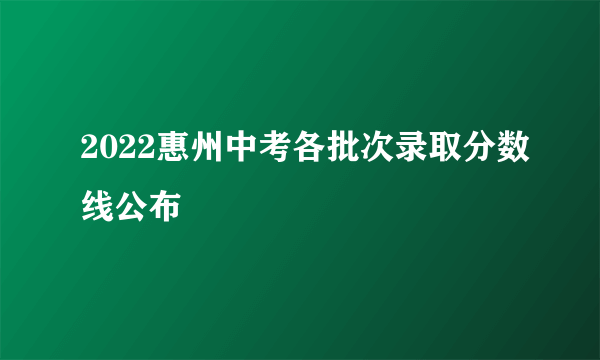 2022惠州中考各批次录取分数线公布