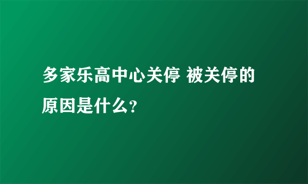 多家乐高中心关停 被关停的原因是什么？