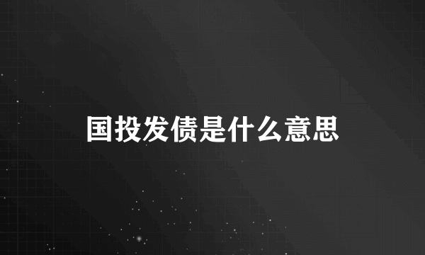 国投发债是什么意思