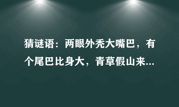 猜谜语：两眼外秃大嘴巴，有个尾巴比身大，青草假山来相伴，绽放朵朵大红花（打一动物名）谜底是什么？