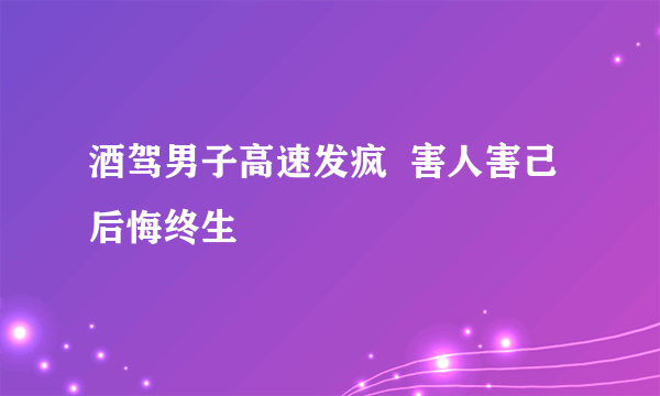 酒驾男子高速发疯  害人害己后悔终生