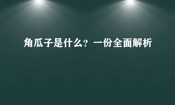 角瓜子是什么？一份全面解析