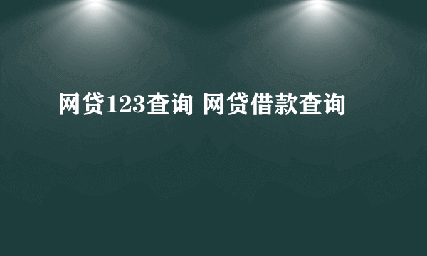 网贷123查询 网贷借款查询