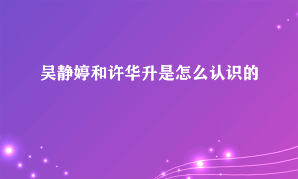 吴静婷和许华升是怎么认识的