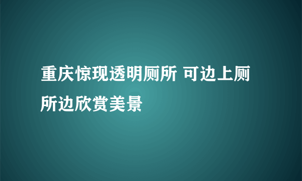 重庆惊现透明厕所 可边上厕所边欣赏美景