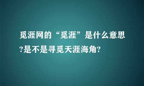 觅涯网的“觅涯”是什么意思?是不是寻觅天涯海角?