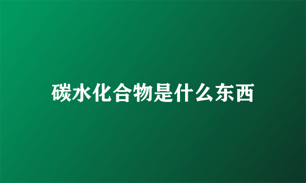 碳水化合物是什么东西