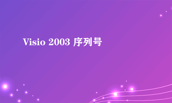 Visio 2003 序列号