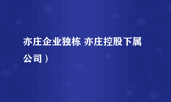 亦庄企业独栋 亦庄控股下属公司）