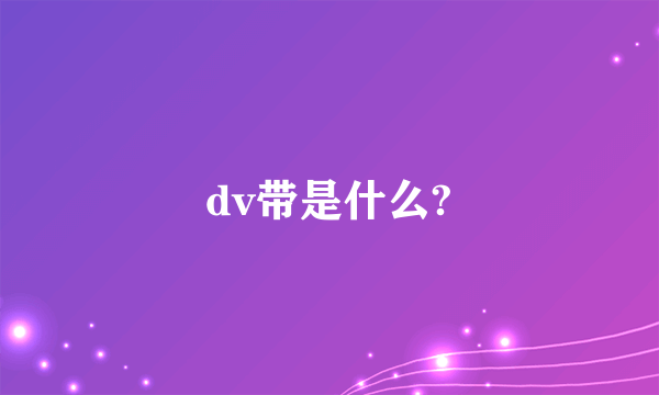 dv带是什么?