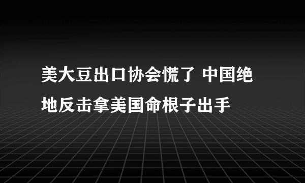 美大豆出口协会慌了 中国绝地反击拿美国命根子出手