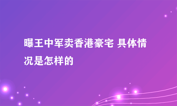 曝王中军卖香港豪宅 具体情况是怎样的