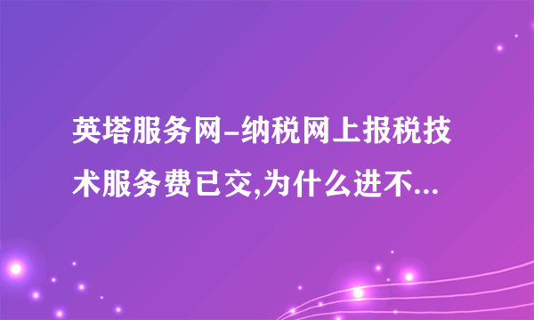 英塔服务网-纳税网上报税技术服务费已交,为什么进不了纳–飞外