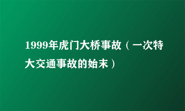 1999年虎门大桥事故（一次特大交通事故的始末）