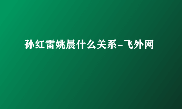 孙红雷姚晨什么关系-飞外网
