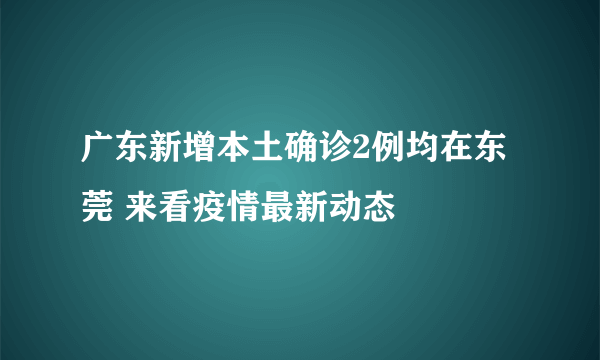 广东新增本土确诊2例均在东莞 来看疫情最新动态