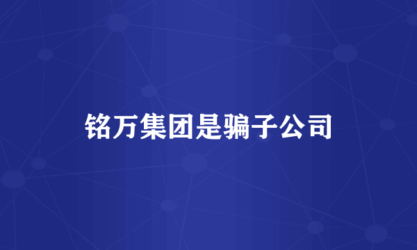 铭万集团是骗子公司