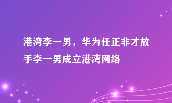 港湾李一男，华为任正非才放手李一男成立港湾网络