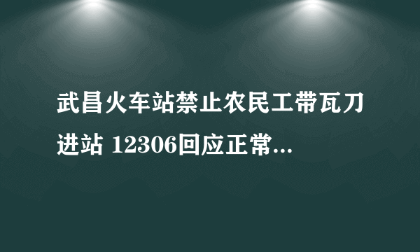 武昌火车站禁止农民工带瓦刀进站 12306回应正常工具可以带