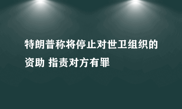 特朗普称将停止对世卫组织的资助 指责对方有罪