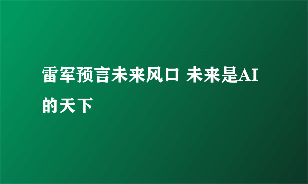 雷军预言未来风口 未来是AI的天下
