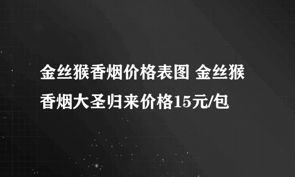 金丝猴香烟价格表图 金丝猴香烟大圣归来价格15元/包