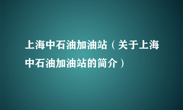 上海中石油加油站（关于上海中石油加油站的简介）