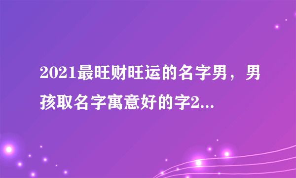 2021最旺财旺运的名字男，男孩取名字寓意好的字2021年