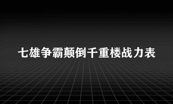 七雄争霸颠倒千重楼战力表