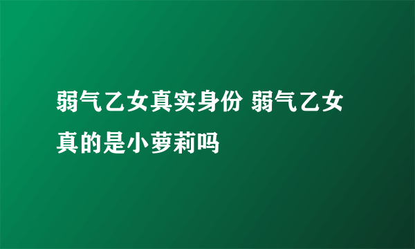 弱气乙女真实身份 弱气乙女真的是小萝莉吗