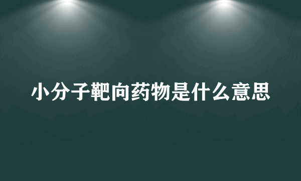 小分子靶向药物是什么意思