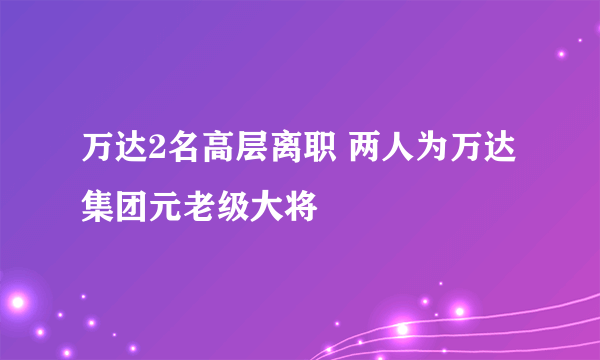 万达2名高层离职 两人为万达集团元老级大将