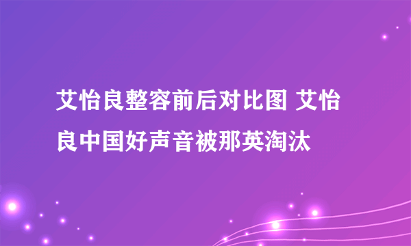 艾怡良整容前后对比图 艾怡良中国好声音被那英淘汰