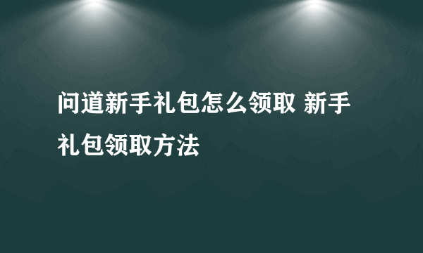 问道新手礼包怎么领取 新手礼包领取方法