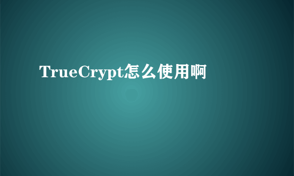 TrueCrypt怎么使用啊