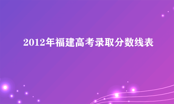 2012年福建高考录取分数线表